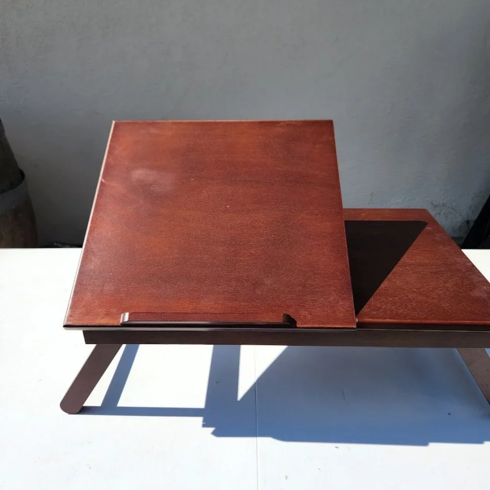 NEW Walnut Winsome Alden Bed Laptop Tray Lap Desk Reading Workstation W/ Drawer